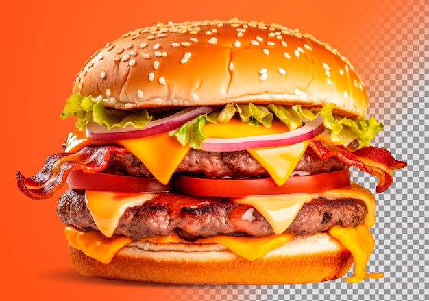Photo of delicious hamburger isolated on transparent background