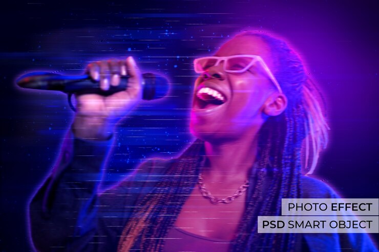 Free PSD photo effect hologram design