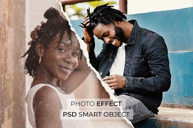 無料PSD 写真効果破れた紙のデザイン