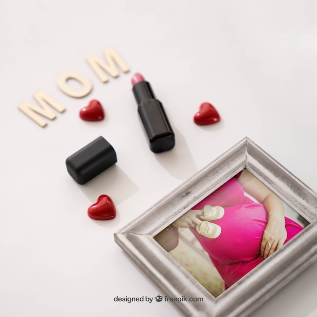 Photo frame and lipstick