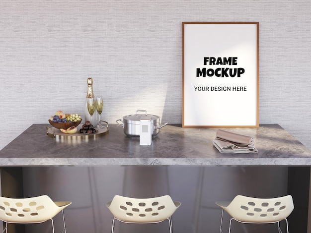 Download Free Psd Frame Mock Up In The Kitchen