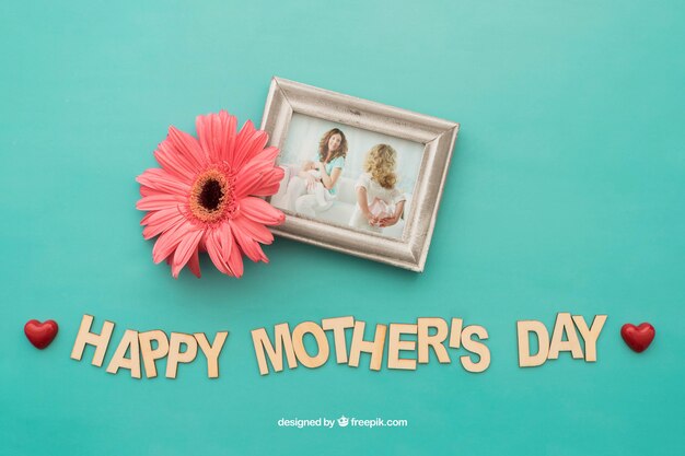 Photo frame with flower for mothers day