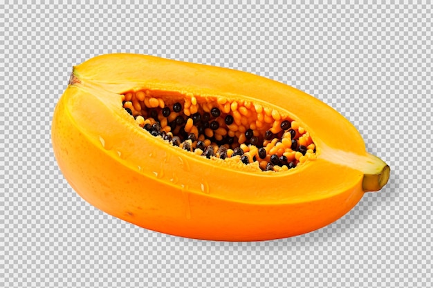 Photo of a halved papaya isolated on transparent background