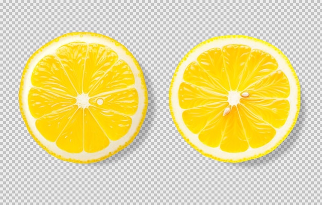 無料PSD 透明な背景に隔離された2つのレモンのスライスの写真