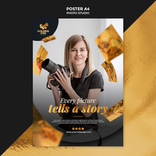 PSD gratuito modello di poster di studio fotografico