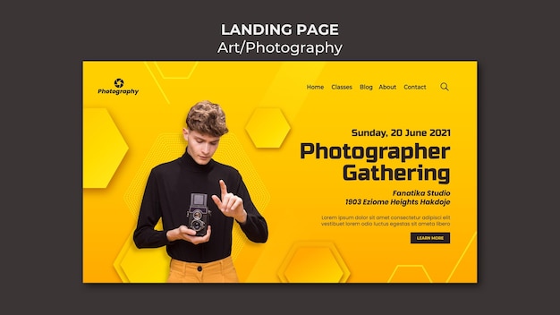 Free PSD photographer gathering landing page