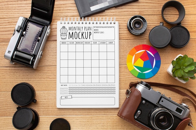 Photographer workshop with notebook mock-up