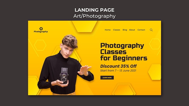 Free PSD photography classes landing page