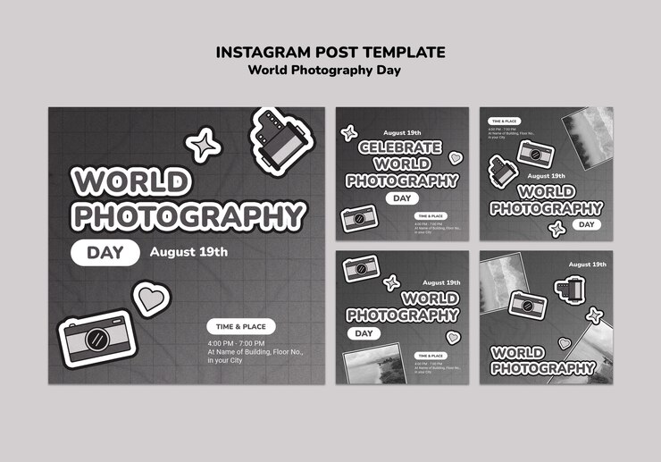 Free PSD photography day celebration  instagram posts