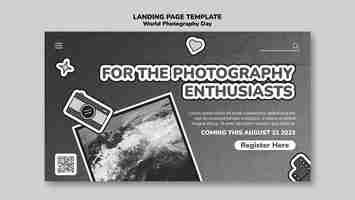 Free PSD photography day celebration landing page