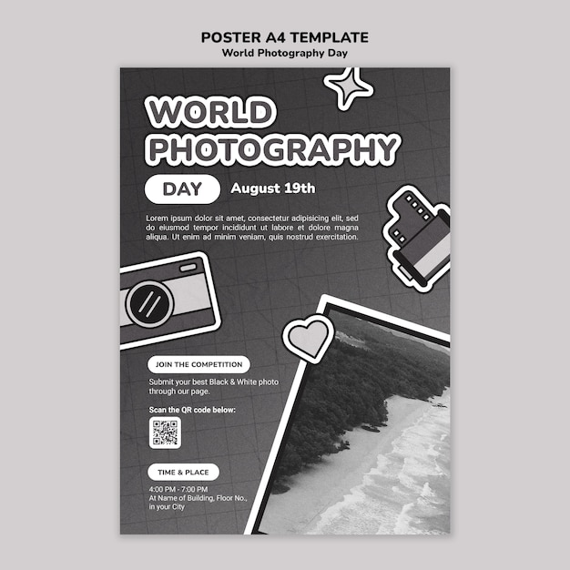 Free PSD photography day celebration poster