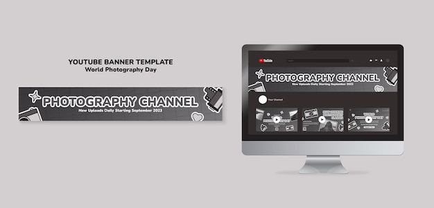 無料PSD 写真の日のお祝いのyoutubeバナー