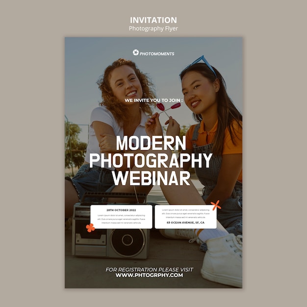 Photography lessons workshop invitation template