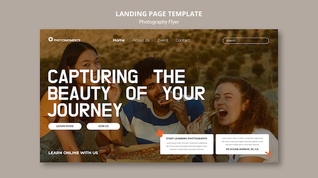 Photography lessons workshop landing page template