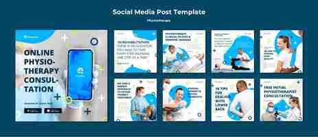 Free PSD physiotherapy concept social media post template