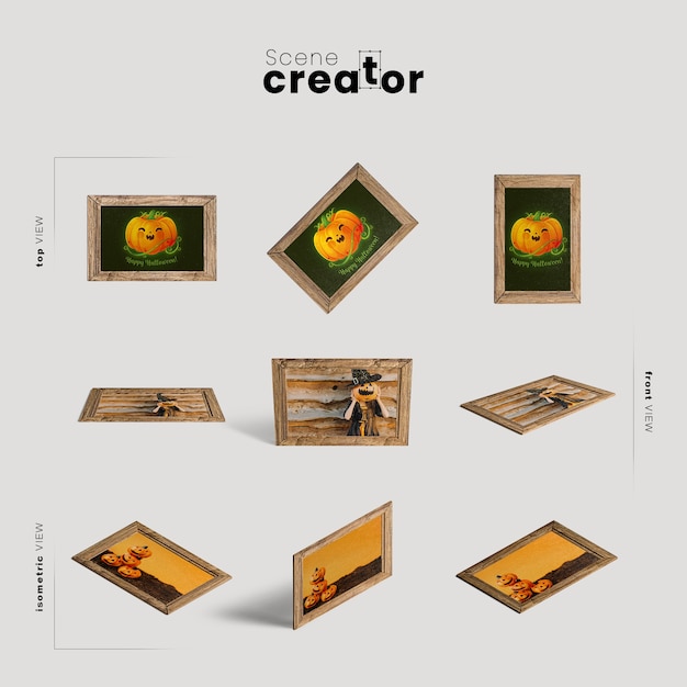 Free PSD picture frames variety of angles halloween scene creator