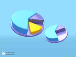 Free PSD pie chart financial analysis concept background 3d render illustration