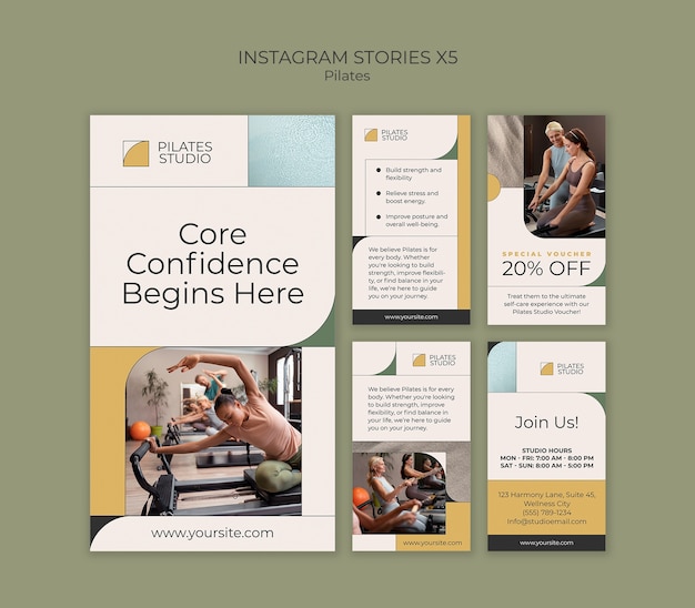 pilates instagram stories template design
