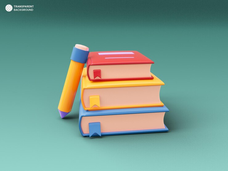Free PSD pile of books icon isolated 3d render illustration