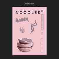 Free PSD pile of bowls with ramen poster template