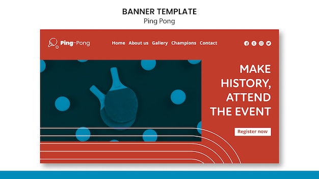 Ping pong banner concept template