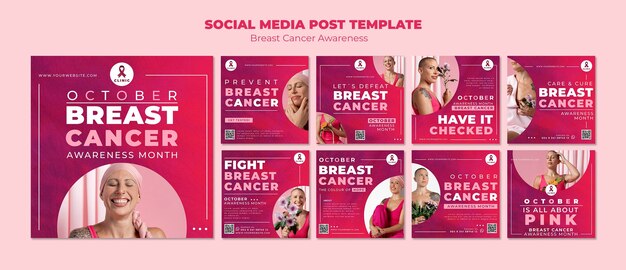Pink breast cancer awareness instagram posts collection