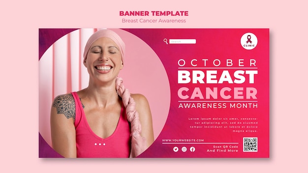 Modello di banner orizzontale rosa cancro al seno