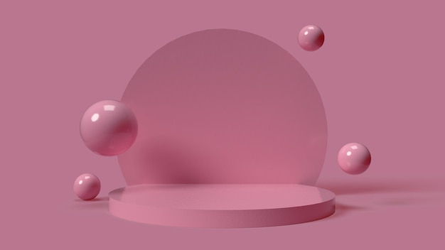 Pink circular 3d podium for placing objects