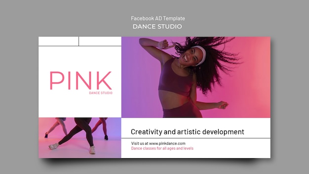 Free PSD pink dance studio classes social media promo template