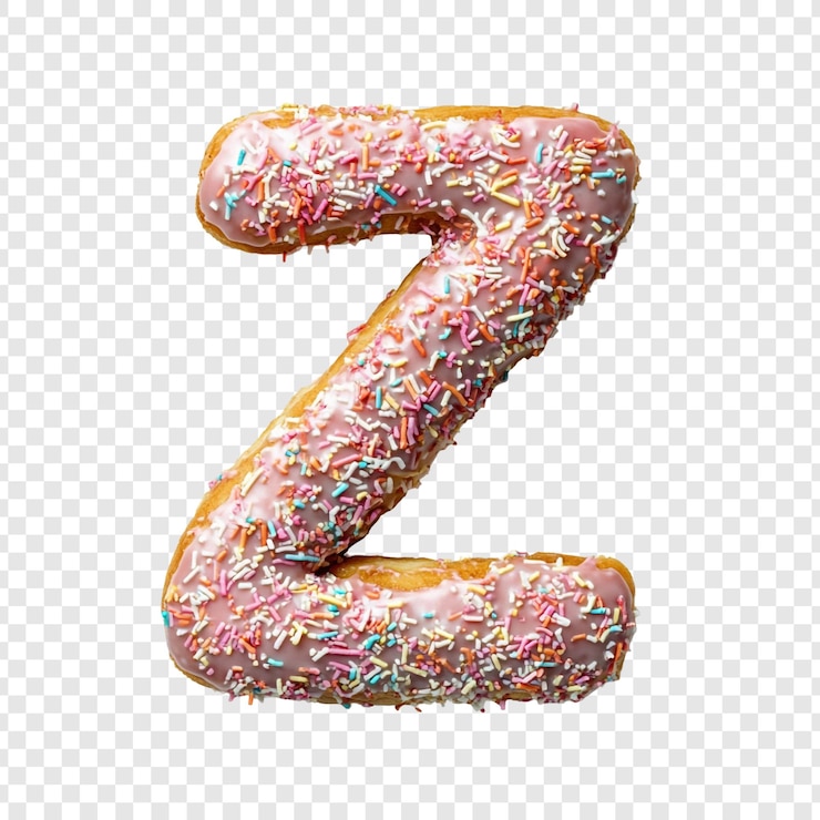 Free PSD pink donut letter z with sprinkles