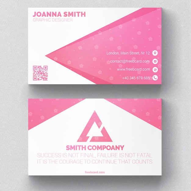 Pink floral business card