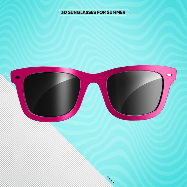 Бесплатный PSD Розовые солнцезащитные очки спереди с черными линзами