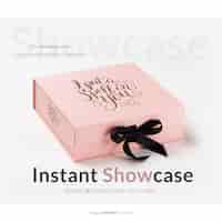 Free PSD pink gift box mock up