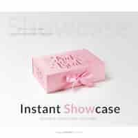 Free PSD pink gift box mock up