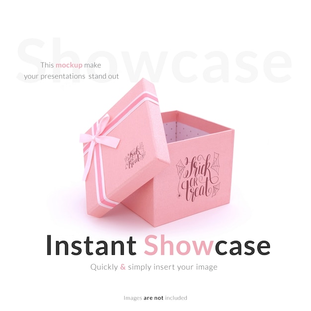 Free PSD pink gift box mock up