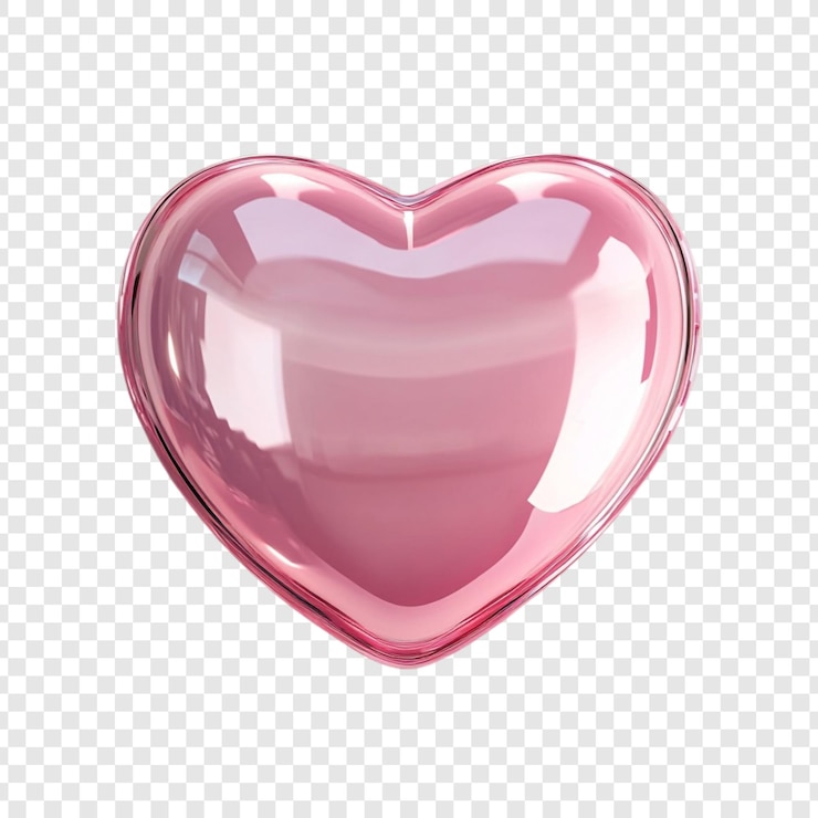 Free PSD pink glass heart a symbol of love and affection