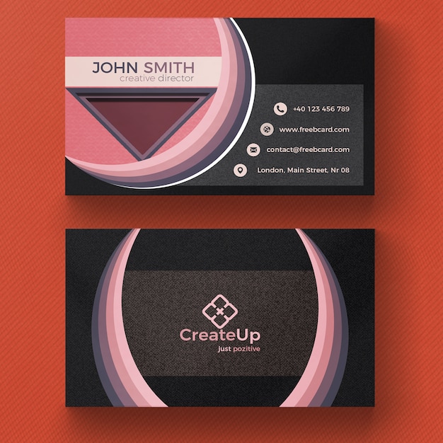 Free PSD pink and gray business card