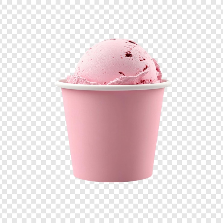 Free PSD pink ice cream in a cup