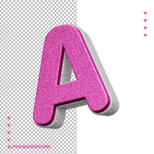 Free PSD pink letter a on a checkered background with a pink letter a