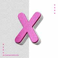 Free PSD pink letter x with a pink background with a pink x