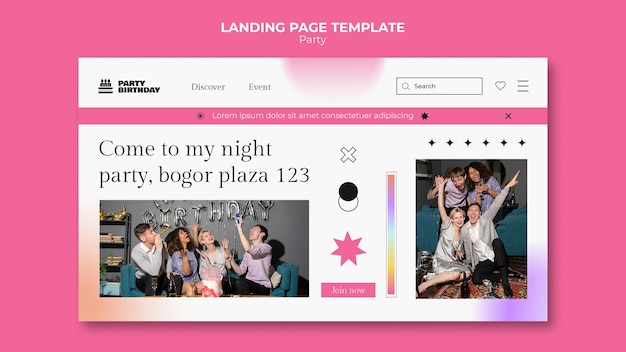 Free PSD pink party template design