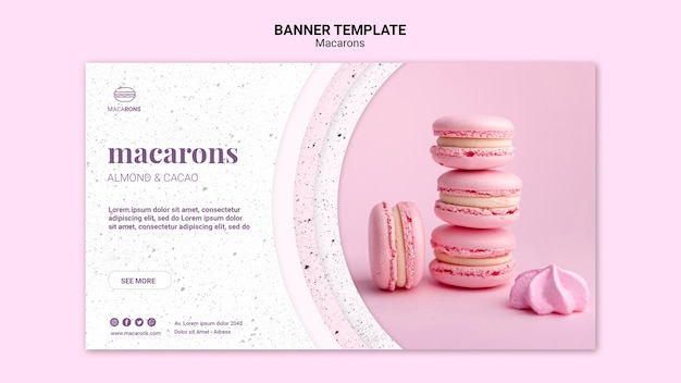 Бесплатный PSD Розовая куча шаблонов macarons баннер