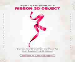 Free PSD pink ribbon icon isolated 3d render illustration