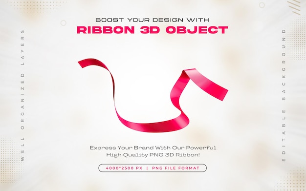 Free PSD pink ribbon icon isolated 3d render illustration