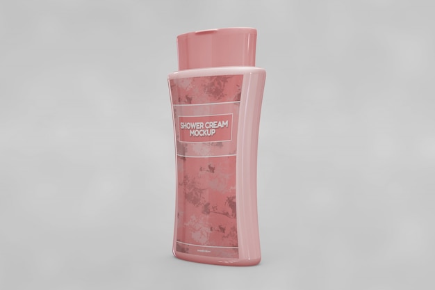 Free PSD pink shower cream mockup