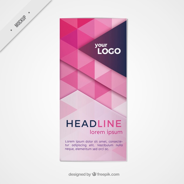 Pink Triangles Flyer Mockup – Free PSD Template for Leaflets, Brochures, and Flyers