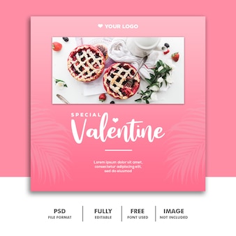 Pink valentine banner социальные медиа пост instagram пирог с едой специальный