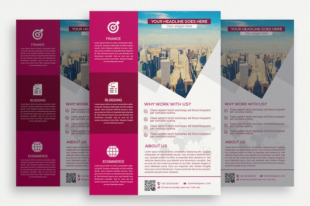 Free PSD pink and white business brochure