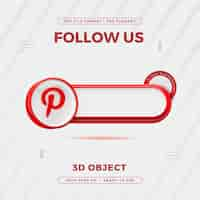 PSD gratuito seguici pinterest banner element icon isolato render 3d