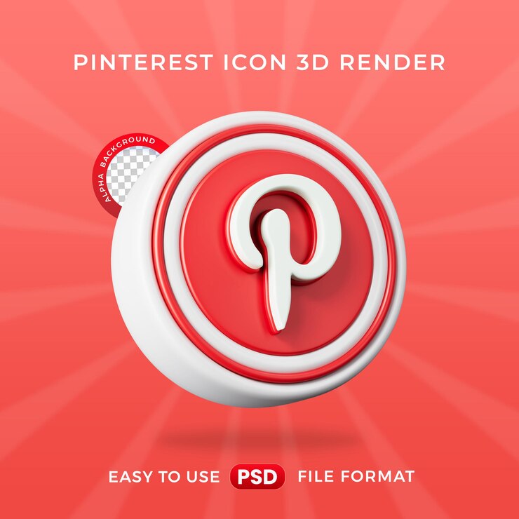 मुफ़्त PSD pinterest logo icon isolated 3d render illustration